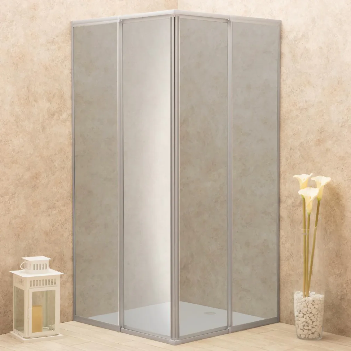 Box Doccia Regolabile Reversibile 77x84cm Vetro 6mm Fume' Angolare - immagine 2