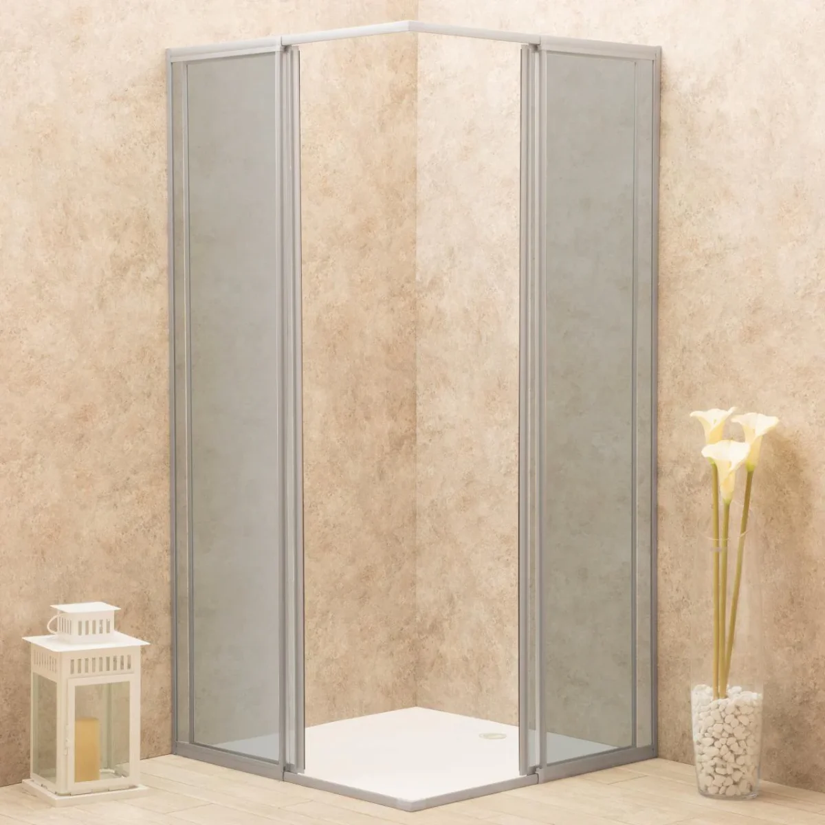 Box Doccia Regolabile Reversibile 77x84cm Vetro 6mm Fume' Angolare - immagine 3