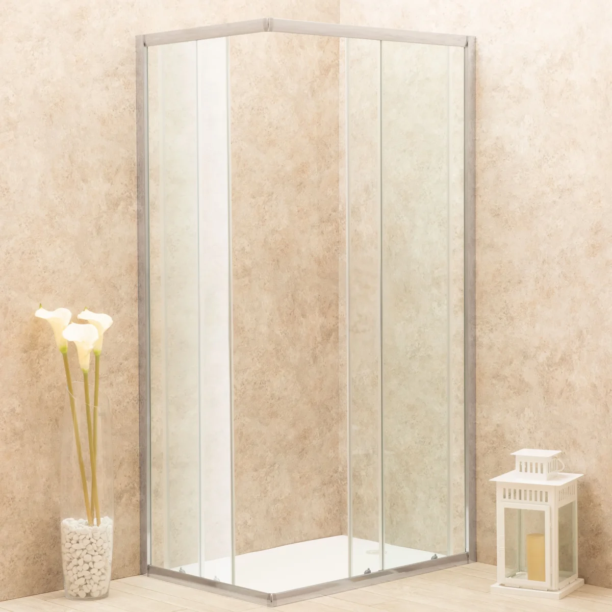 Cabina Doccia Regolabile Reversibile 84x118cm Vetro 6mm Trasparente - immagine 3