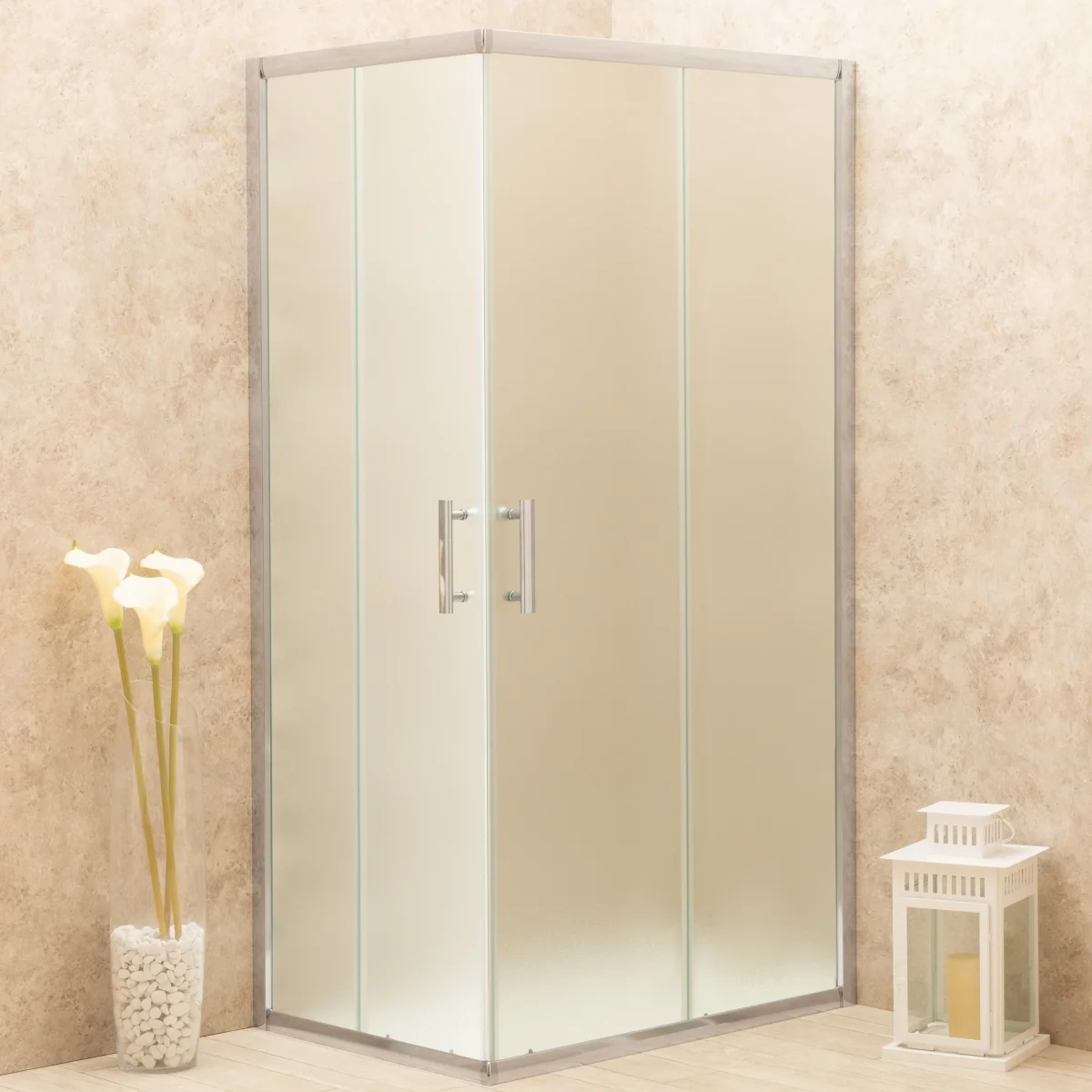 Doccia Regolabile 73x120cm Reversibile Vetri Satinati 6mm Telaio Alluminio - immagine 2