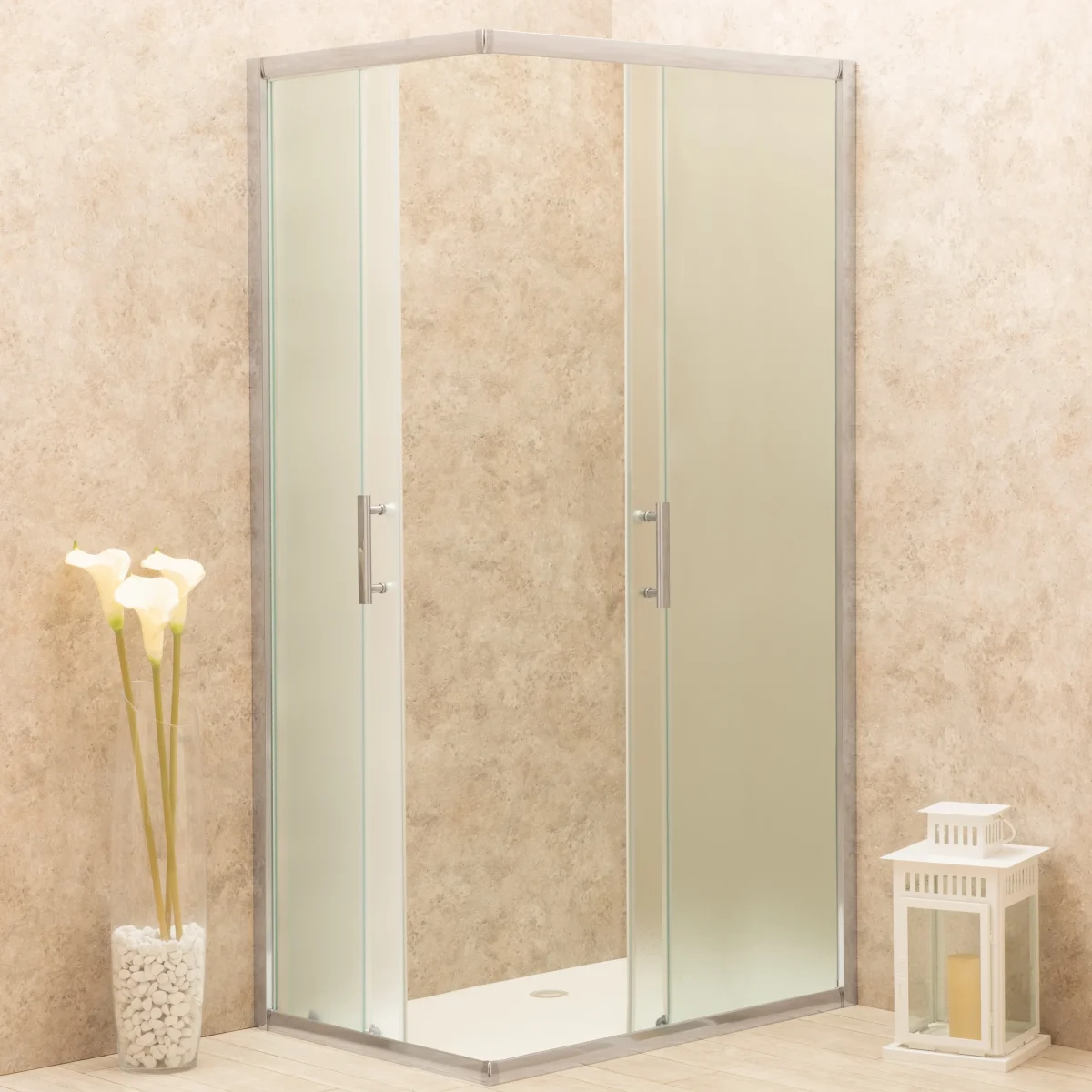 Doccia Regolabile 73x120cm Reversibile Vetri Satinati 6mm Telaio Alluminio - immagine 3